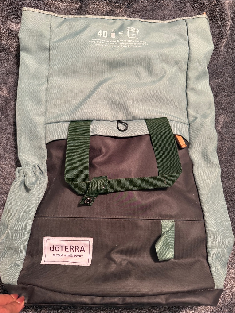 Doterra Green Two-Tone Roll-Top Backpack